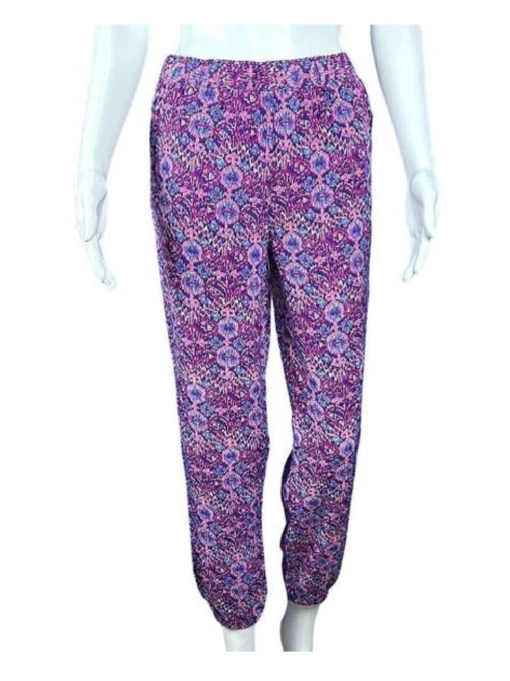 OshKosh Girls Jogger Pants Purple Multicolor Print Size 12 NWT Elastic Waist